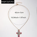 European and american cross-border jewelry: fashionable and sweet cross pendant necklace, light luxury high-end red diamond-encrusted choker