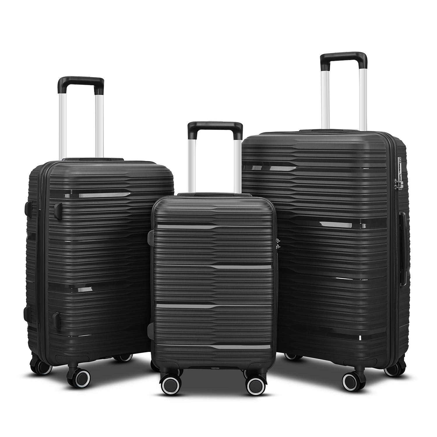 Source manufacturer Foreign trade three-piece suitcase PP material universal wheel password suitcase 20-inch boarding trolley case