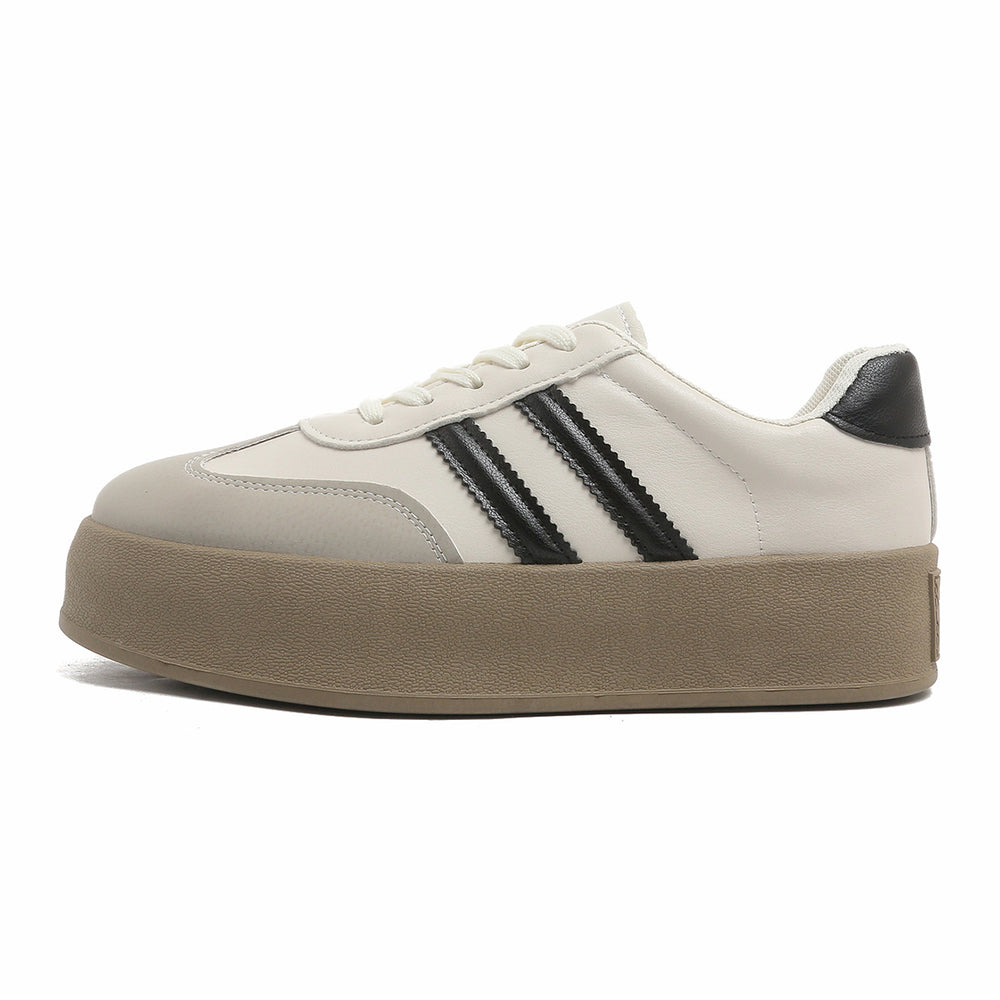 Increased casual sneakers, platform shoes, tie backflats women's thick sole 2026 spring new arrival agander training shoes white shoes