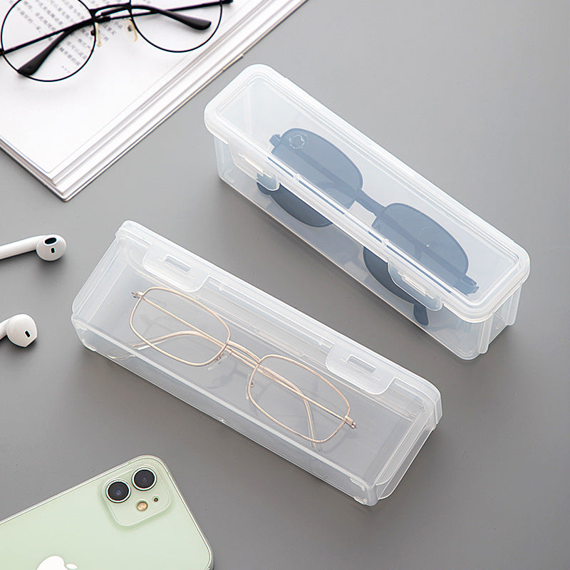 Desktop transparent dust-proof with cover glasses storage box Plastic sealing Multifunctional stackable portable sunglasses storage box