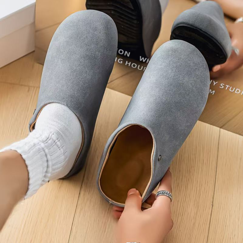 Old money style mule slippers for men autumoutwear office lazy slip-on men's toe-cap birkenstock soft bottom half drag