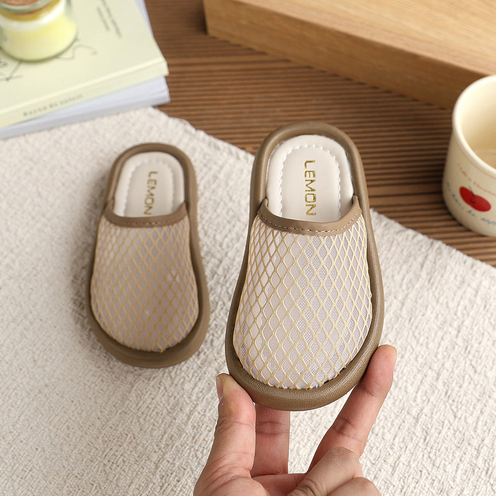 Vancahao kids' hollow-out sandals:  summer new collection - baby flat-heel closed-toe slides, girls' slip-on half sandals