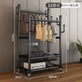 Clothes rack floor-standing bedroom for home double-pole clothes drying rack movable clothes rack indoor clothes storage coat rack