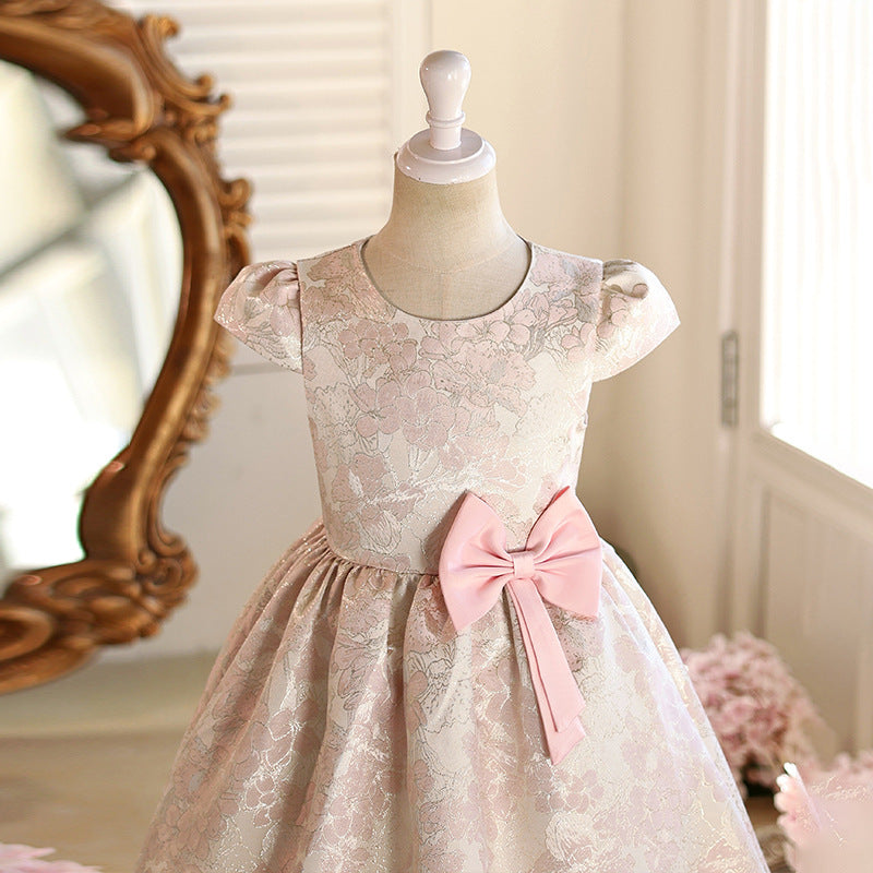 Girls' dress birthday chic princess dress pink cute style baby girl skirt new cross-border custom woven gold