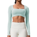 European and american new long-sleeve outdoor running fitness activewear top with built-in bra pads - tennis, golf, and yoga t-shirt