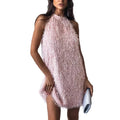 summer princess dress, chanel-inspired tassel dress, round neck tank dress, formal dress, backless new arrival