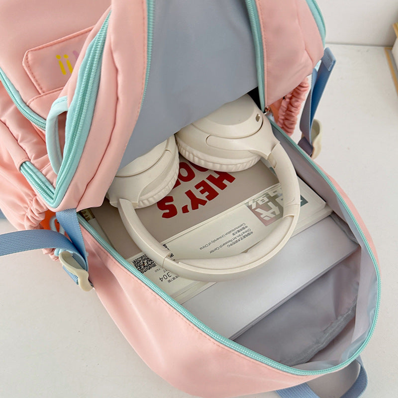 New college style backpack casual simple large capacity schoolbag fashion trend backpack cute junior high school schoolbag