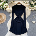 Knitted dress women's 2025 autumn french chic high-end niche inner layering waist-defining slimming elegant base layer sweater dress