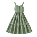 children's spring/summer new arrivals: european and american style fashionable casual camisole dress with open back, bow detail, cinched waist, and flared skirt