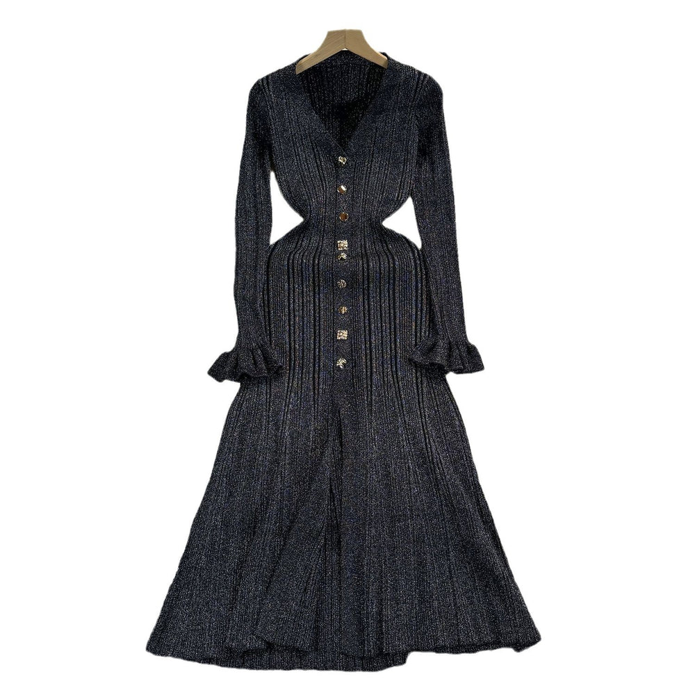 Export fall and winternew arrivalknittingdresseleganceelegant socialite single breasted silmslimming lookmermaid long skirt