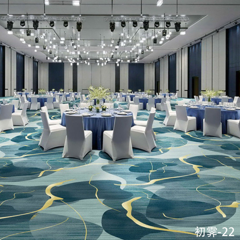 Custom carpets for hotel banquet halls, corridors, and aisles - fire-retardant, full-spread nylon printed carpets for restaurants and dining rooms