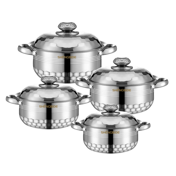 Cross-border stainless steel soup pot eight-piece pot set kitchen pot set Diamond South East Asia household saucepan wholesale