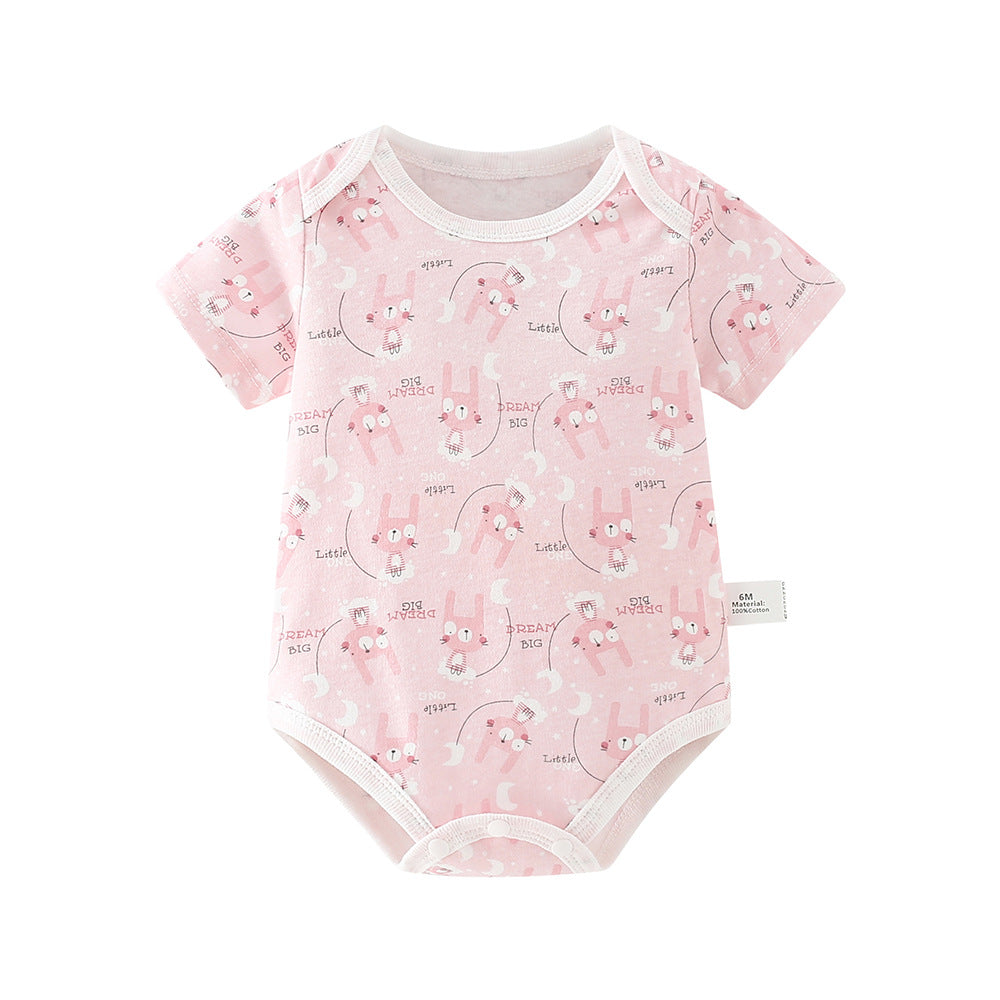 Baby romper - 100% cotton, lightweight summer style - newborn bodysuit, short-sleeve onesie, open-back design for summer