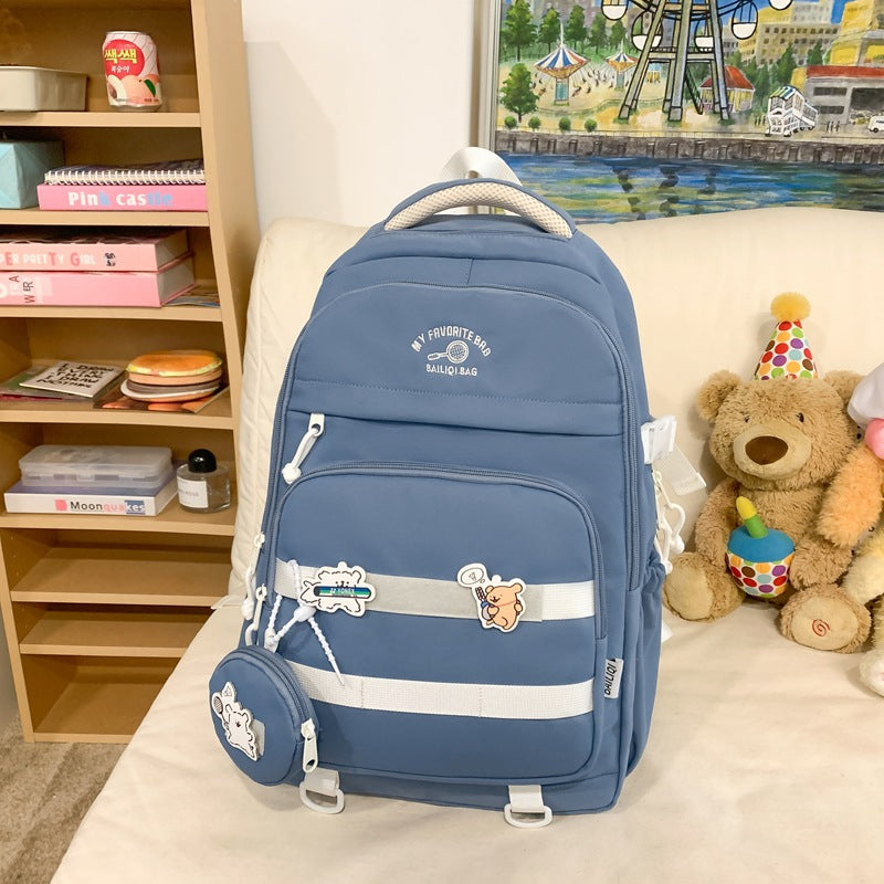 Minimalist mori-style large capacity lightweight ins-style fashionable versatile backpack for middle school, high school, and college students - perfect for travel