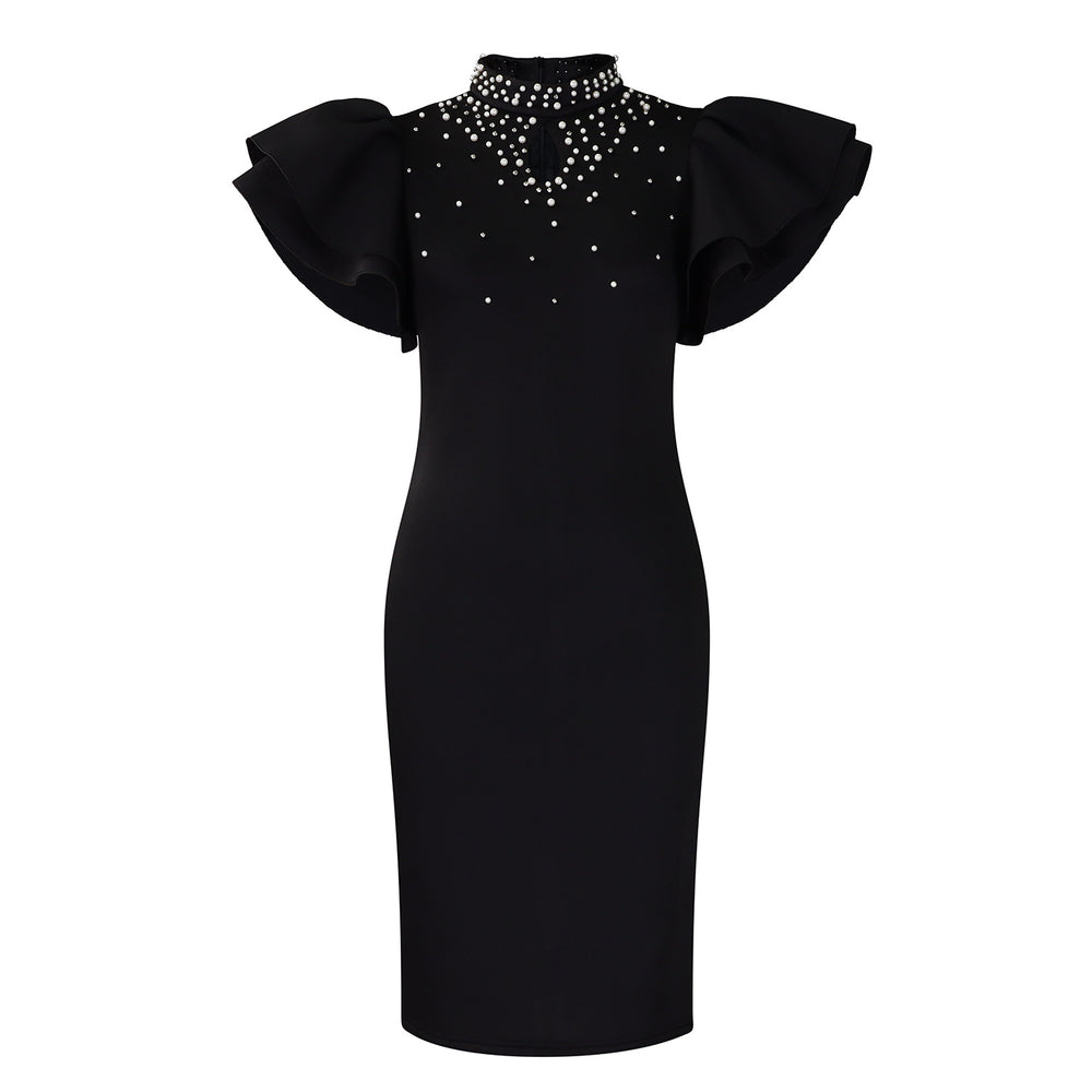 D560 women's foreign trade dress  new fashion sexy ruffle sleeve beaded party evening gown african dress