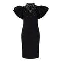 D560 women's foreign trade dress  new fashion sexy ruffle sleeve beaded party evening gown african dress
