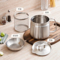 304 stainless steel oil filter pot for homeseparation oil residue with oil filter net frying basket fryer lard jar oil storage pot