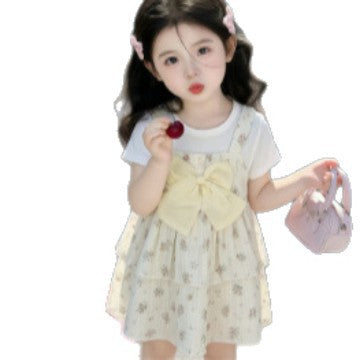 Girls' summer fashionable dress, new baby bow princess dress, wholesale from export factory
