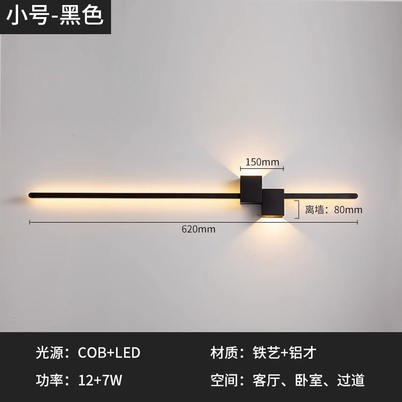 Wall lamp bench living room background wall grids modern casualnormcoreaccessible luxury one-shaped bedroom aisle bedside lamp