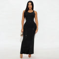 C7629 cross-border   fashion women's sexy rhinestone high-waisted reversible dress