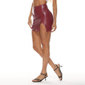 European and american ins style pu skirt   new zipper hip skirt asymmetrical slit leather skirt