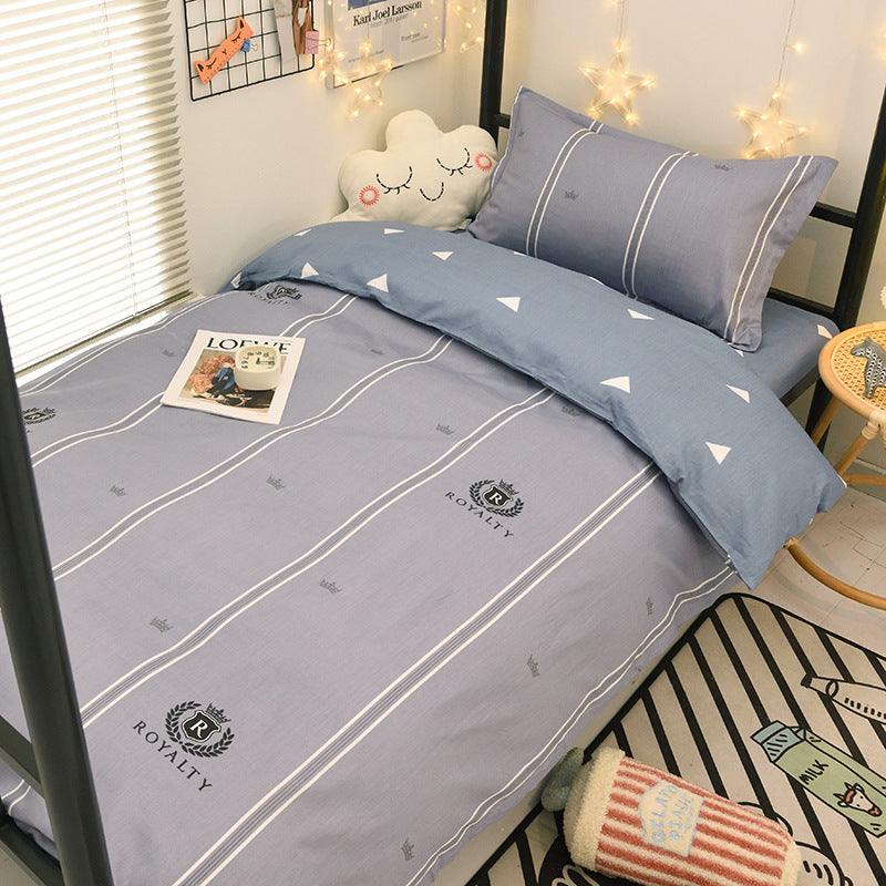 Student dormitory quilt cover three-piece bed sheet pure cotton single bed children's bed quilt cover simple four-season universal 3