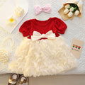 Girls' dress  summer new arrival: 3d bow, bubble sleeves, mesh, kids' princess dress - stylish and cute