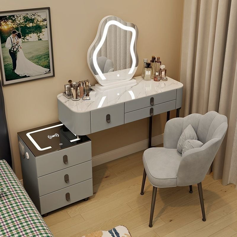 Vanity table bedroom solid wood smart home vanity table multi-functional makeup table accessible luxurycasualplaid vanity table