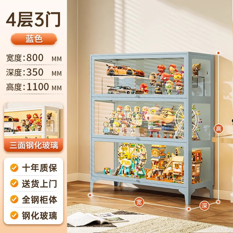 Glass display cabinet for figures, lego, home blind box models, display rack, storage, transparent display cabinet, dustproof storage