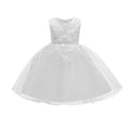 Plus size european and american style children's formal dress - pearl and sequin wedding dress, princess gown for flower girls, elegant performance mesh tutu skirt