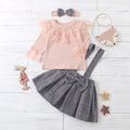 new children's clothing, boys and girls, european and american style plaid suspender bowknot lace-trimmed culottes, sibling matching set