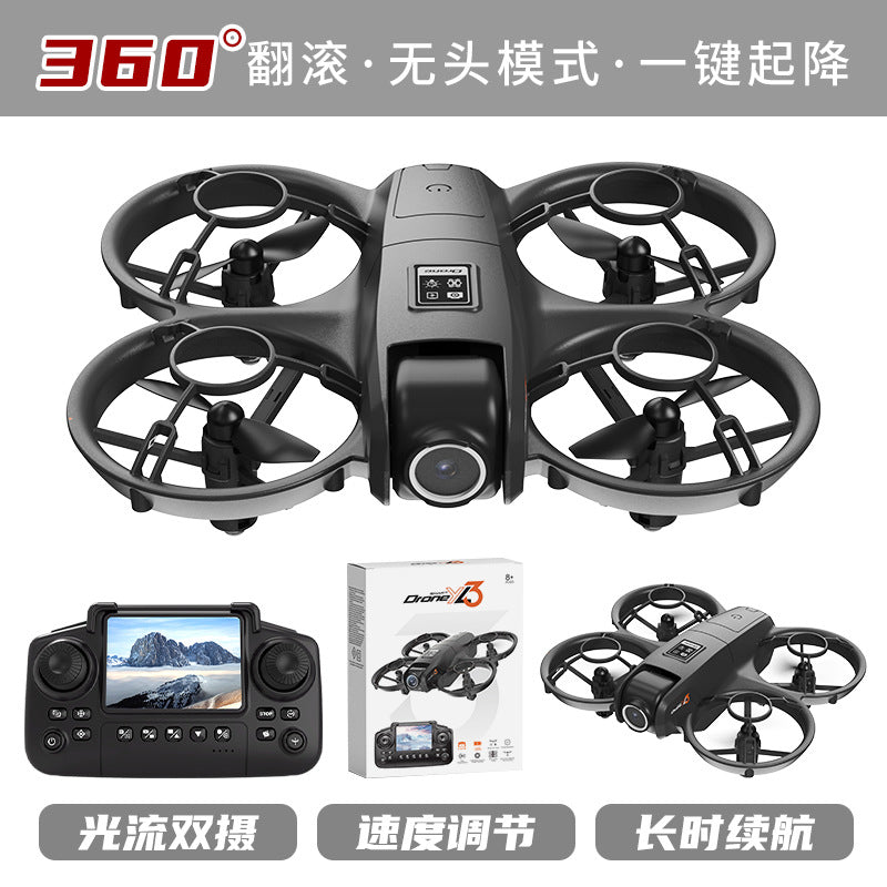 Yl3 mini quadcopter with screen, hd dual camera aerial photography drone, optical flow positioning remote control aircraft toy