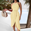new spring/summer cross-border fashion: european and american style hip-hop streetwear halter sleeveless asymmetrical dress