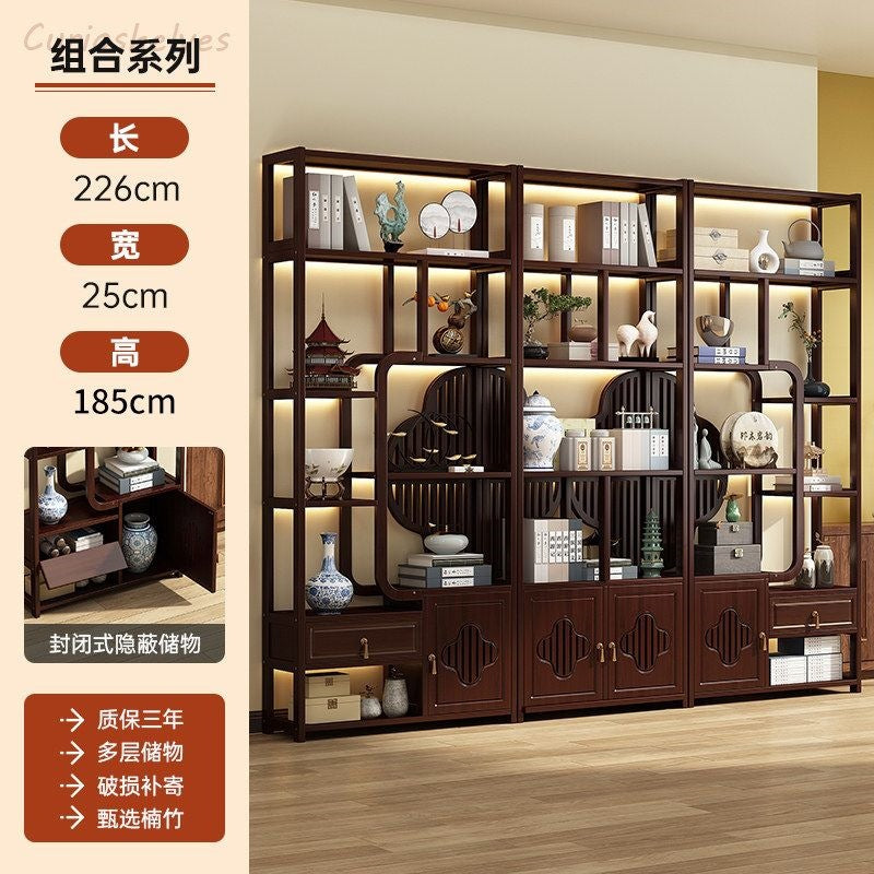 Special offer new chinoiserie non-solid wood antique rack tea tea set rack tea room tea cabinet ornaments storage rack large capacity
