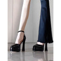 2025 new mary jane super high heels women's elegant black wedding shoes platform barbie chunky heel petite cm