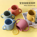 new food-grade silicone straw cup, kids' water bottle, baby training cup, drop-proof milk cup, feeding utensil