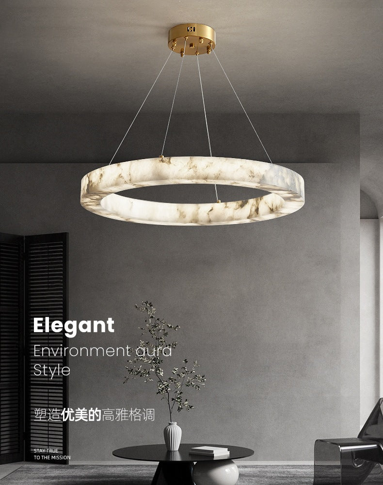 Spanish imitation marble main living room chandelier accessible luxury designer house ring-shaped elegant high-end model room circle