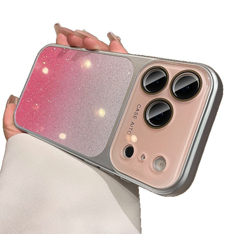 Crystal lens large window gradient glitter suitable for iphone17promax mobile phone case apple 15 high-end case