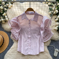 Korean style puff sleeve breathable & skin-friendly blouse - women's  spring collection: relaxed fit, designer touch, versatile & chic workwear top