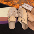 New arrivalcute bear casual slip-on loafers flats shoes non-slip toe-cap half-slippers easiest for match birkenstock women's shoes