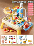 New children's dishwasher toy with faucet, recirculating water, cooking playset, kitchen water park