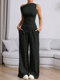 European and american cross-border shein summer women's solid color sleeveless tank top and pants fashion set - sexy casual two-piece outfit