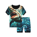 sourcing 3d digital print deep sea blue whale adventure pajama set - short sleeve top & shorts (2-piece)