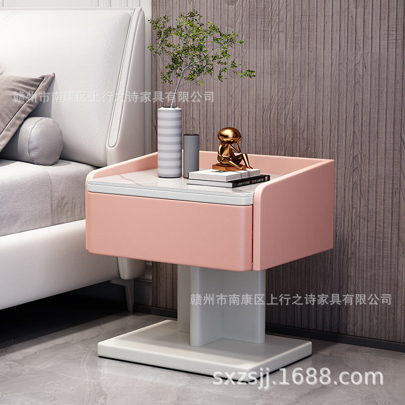 Smart bedside table: minimalist modern, light luxury, fingerprint unlock, multifunctional, rechargeable, drill-free, unique & creative