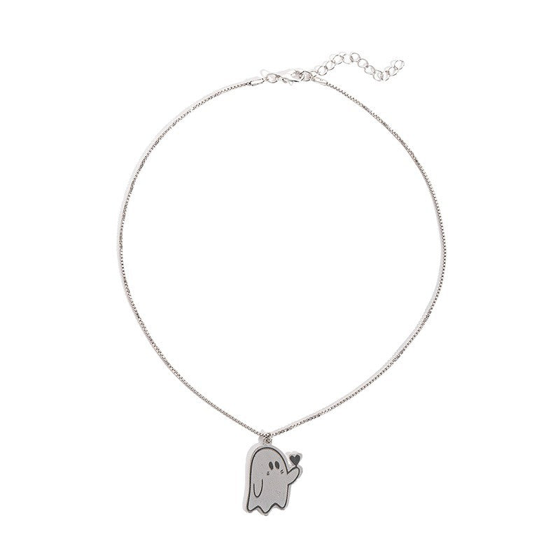 Halloween necklace wholesale fashion cross-border jewelry cartoon oil drop heart ghost pendant necklace couple necklace women