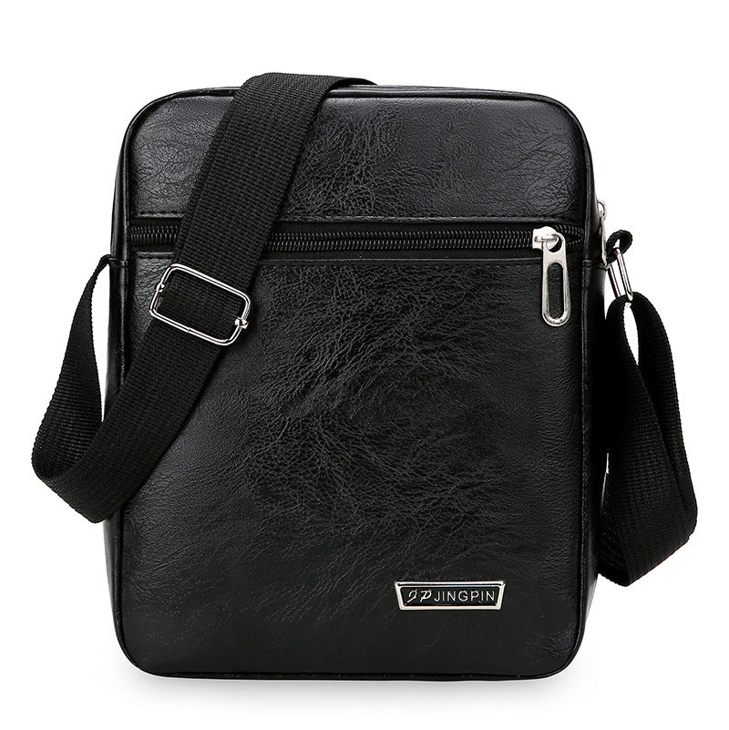 New business commuter men's bag PU soft leather simple solid color versatile shoulder bag multi-layer large-capacity textured messenger bag