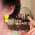 Yu shuxin's same style earrings for women green tassel flowers 2026 spring and summer fashionnew arrivalsweetclassy earrings