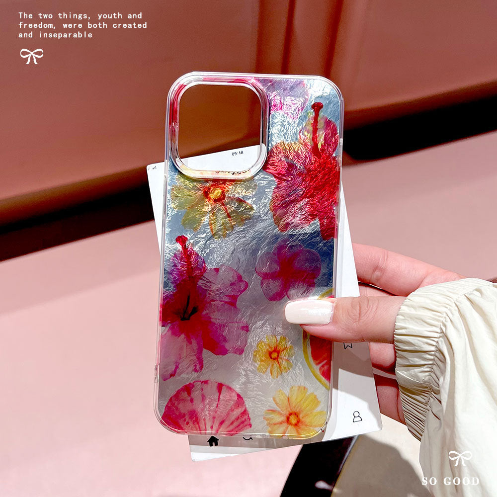 Watercolor floral phone case for apple 16 pro max, anti-drop iphone 17 fashion trend protective cover 15