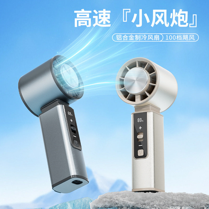 new arrival semiconductor ice compress fan, 100-speed stepless speed adjustment turbine handheld outdoor cooling fan wholesale