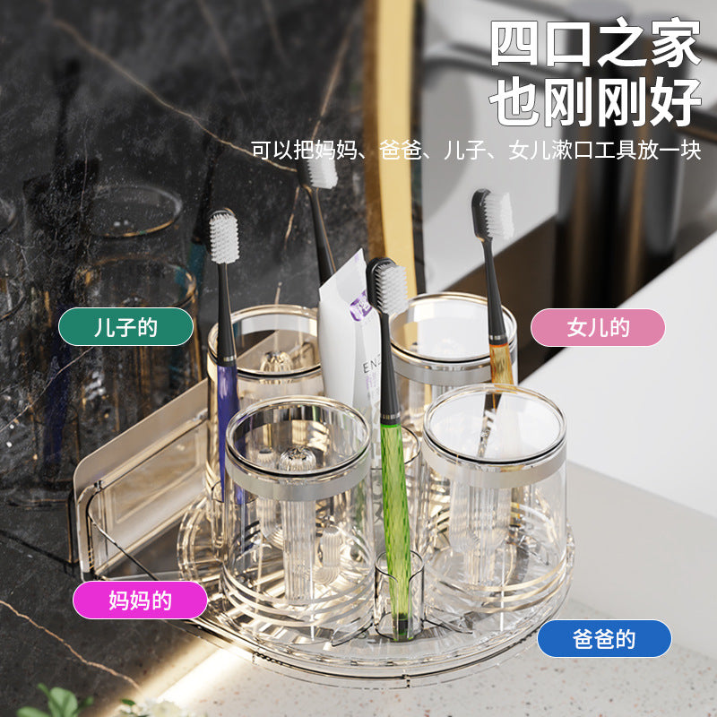 Home bathroom rotate toilet tooth cup holder wall-mounted mouthwash cup for home toothbrush cup punch-free storage cup holder